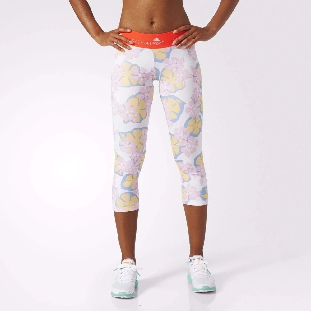 Adidas Stellasport‎ Leggings Womens M Multi Floral Cropped Tights